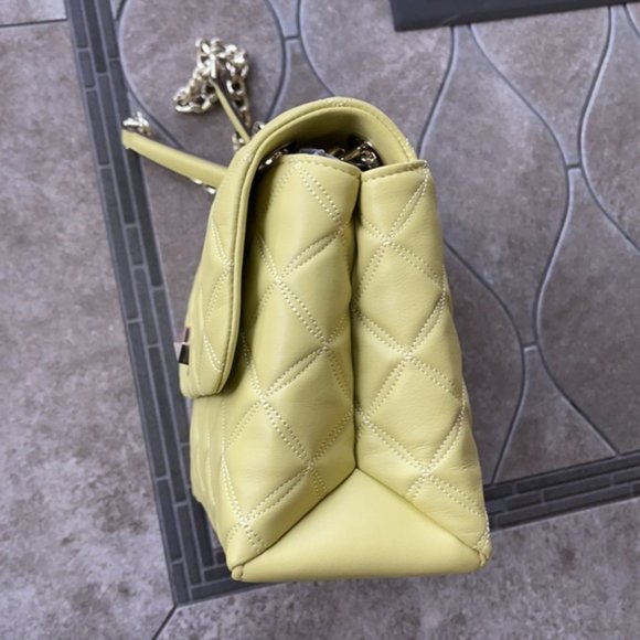 Kate Spade Natalia Smooth Leather Medium Flap Shoulder Bag Frosty Lime - Picture 4 of 16